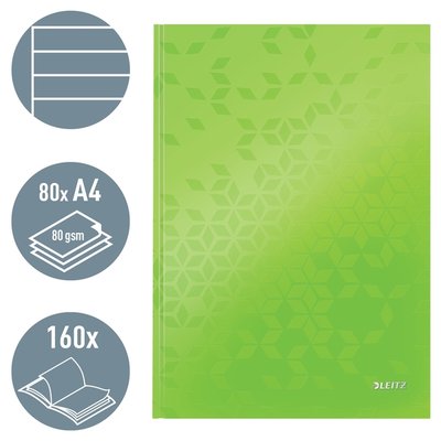 Cahier de notes Leitz WOW A4 ligné 160 pages 90g vert