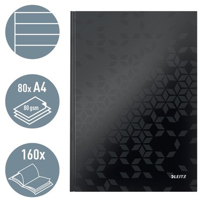 Cahier Leitz WOW A4 160 feuilles 90g ligné noir