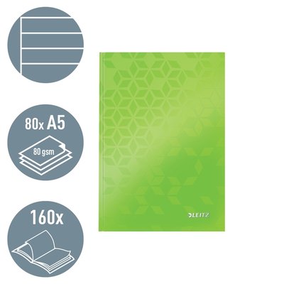 Cahier de notes Leitz WOW A5 ligné 160 pages 90g vert