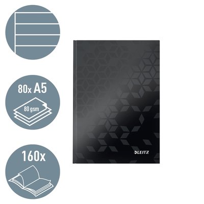 Cahier de notes Leitz WOW A5 ligné noir