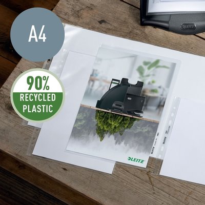 Pochette modèle L Leitz Recycle A4 PP 0,10mm transparent 25 pièces