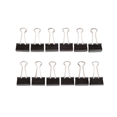 Pince à papier MAUL 215 Foldback 25mm noir 12 pièces