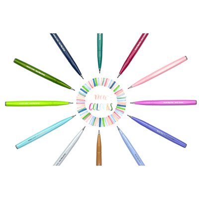 Brushpen Pentel Sign SES15C pastel assorti 12 stuks
