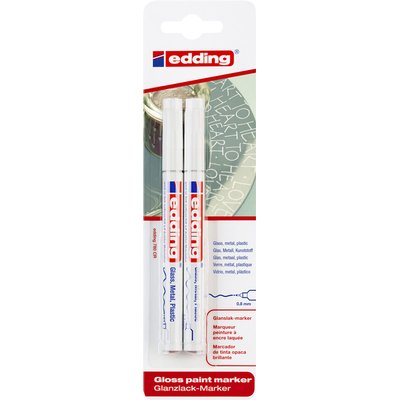 Paintmarker edding 780 op oliebasis 0.8mm wit blister à 2 stuks