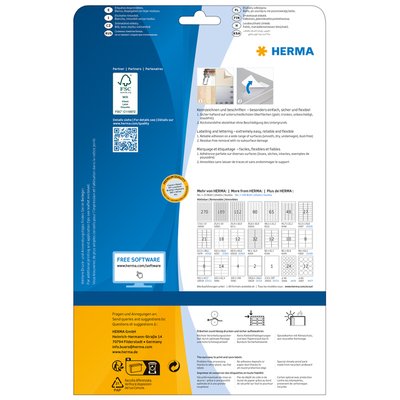 Etiket HERMA 4349 A4 96x50.8mm verwijderbaar wit 250 stuks