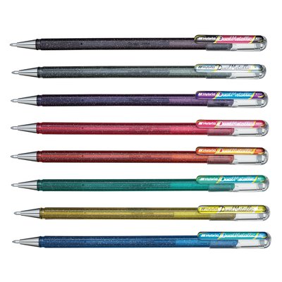 Roller gel Pentel K110 Dual Metallic Présentoir 8 couleurs