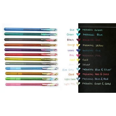 Roller gel Pentel K110 Dual Metallic Présentoir 8 couleurs