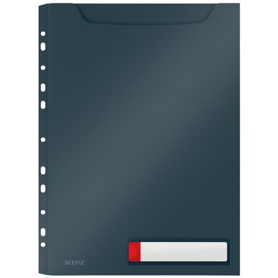 Insteekmap U-model Leitz Cosy harmonica A4 met perforatiestrip PP grijs