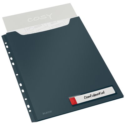 Insteekmap U-model Leitz Cosy harmonica A4 met perforatiestrip PP grijs