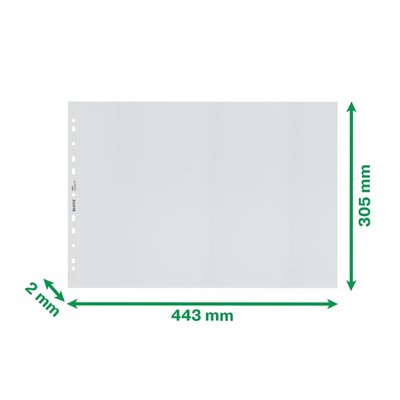 Pochette Leitz Recycle A3 PP 11 perforations paysage transparent 25 pièces