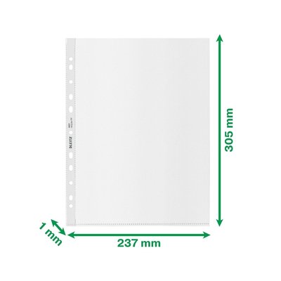 Pochette Leitz Recycle A4 Maxi 11 perforations PP transparent 25 pièces