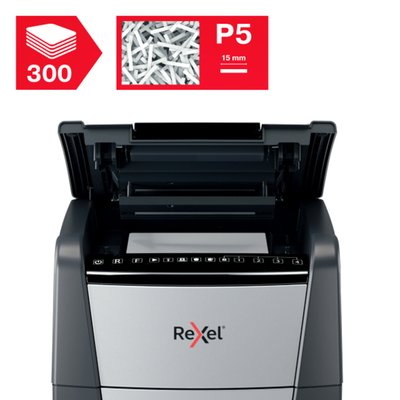 Destructeur Rexel Optimum Auto+ 300M P5 particules 2x15mm
