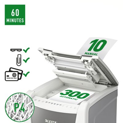 Destructeur Leitz IQ Auto+ Office 300 P4 particules 4x28mm