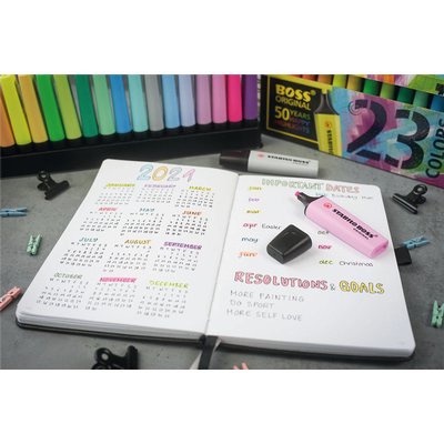 Markeerstift STABILO BOSS Original 70/4 pastel incl grijs ass 4st