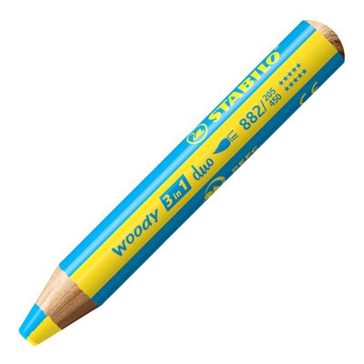 Kleurpotloden STABILO 882 woody 3 in 1 duo puntenslijper ass 6st