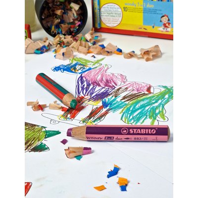 Crayon STABILO 882 Woody 3-en-1 Duo étui 5 pièces + taille-crayon