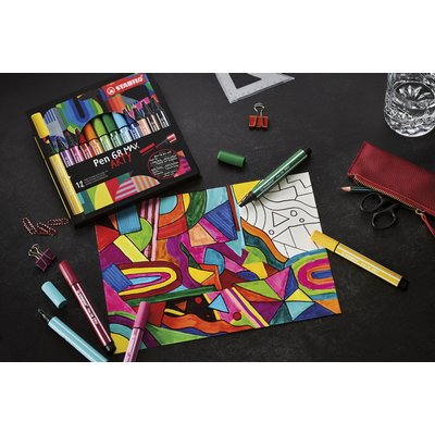 Viltstift STABILO Pen 68 Max Arty assorti etui à 6 stuks