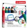 Whiteboardpotlood STABILO MARKdry 648/4 + slijper-microvezel ass 4st foto