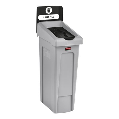 Deksel Rubbermaid Slim Jim Recyclestation gesloten zwart