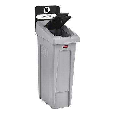 Deksel Rubbermaid Slim Jim Recyclestation gesloten zwart
