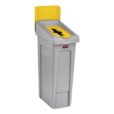 Insert Couvercle Rubbermaid pour Station de reyclage Slim JIm déchets mixtes jaune