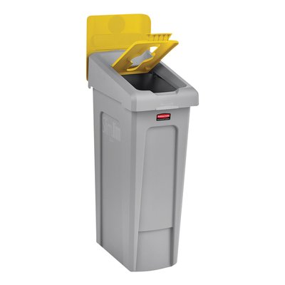 Insert Couvercle Rubbermaid pour Station de reyclage Slim JIm déchets mixtes jaune
