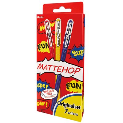Roller gel Pentel K110 Mattehop Fun Original Medium assorti 7 pièces