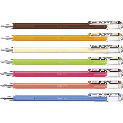 Roller gel Pentel K110 Mattehop Fun Original Medium assorti 7 pièces