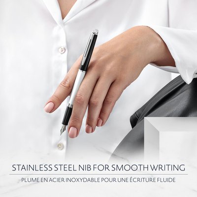 Stylo plume Waterman Hémisphère Colour Blocking Black White CT Medium