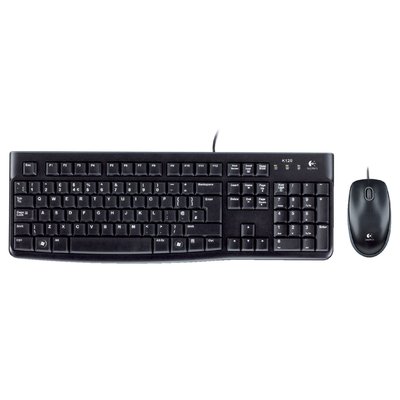 Clavier Logitech K120 QWERTY + souris USB noir