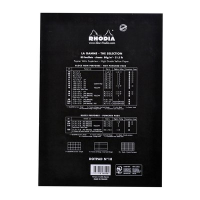 Bloc Rhodia A4 Dots 80 feuilles 90g noir
