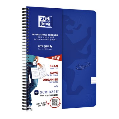 Cahier à spirale Oxford Touch A4 ligné 140 pages 80g bleu