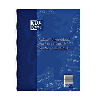 Cahier de musique Oxford A4+ 4 perforations 100 pages 80g bleu