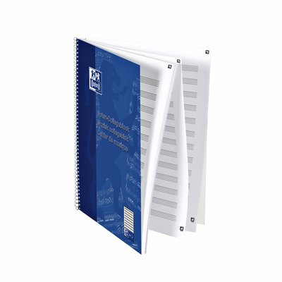 Cahier de musique Oxford A4+ 4 perforations 100 pages 80g bleu
