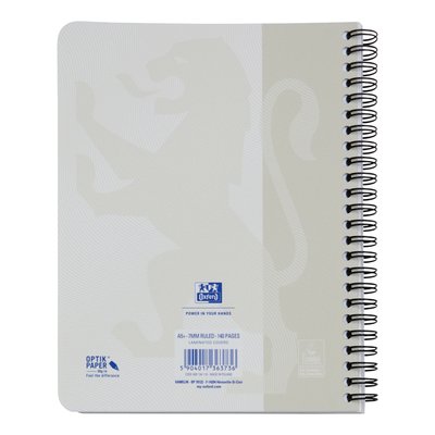 Bloc à spirale Oxford Touch A5 ligné 140pages 80g gris clair