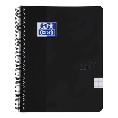 Bloc à spirale Oxford Touch A5 carreau 5mm 140 pages 80g noir