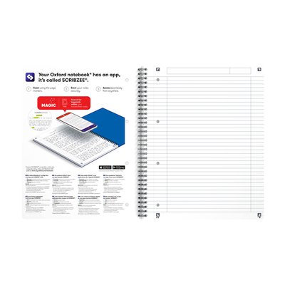 Collegeblok Oxford Office Essentials A4+ lijn 4-gaats 180 pagina's 80gr assorti
