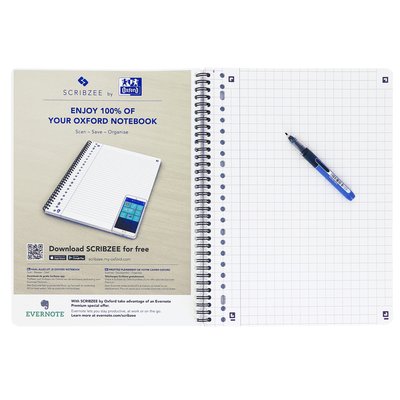 Bloc de cours Oxford School A4 23 perf carreau 10mm 160 pages assorti