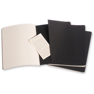 Schrift Moleskine 190x250mm lijn 240 pagina's 70gr zwart set à 3 stuks