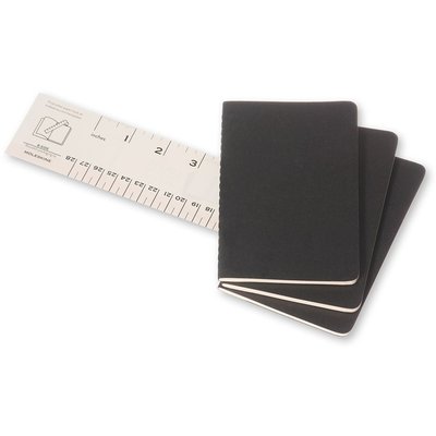 Cahier Moleskine 90x140mm uni 240 pages 70g noir 3 pièces