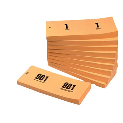 Bloc numéros de 1 à 1000 42x105mm orange 10 pièces