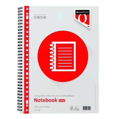 Bloc de cours Quantore A4 ligné 23 perforations 200 pages 70g
