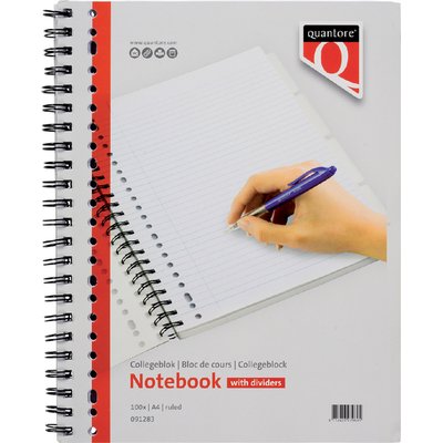 Bloc de cours Quantore A4 23 perf 4 onglets ligné 200 pages 70g