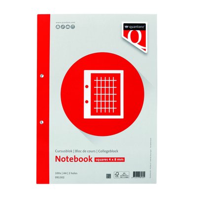 Cursusblok Quantore A4 ruit 4x8 commercieel met kantlijn