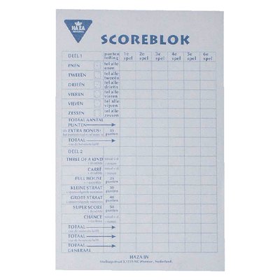 Scoreblok Yahtzee 94x145mm 250 vel
