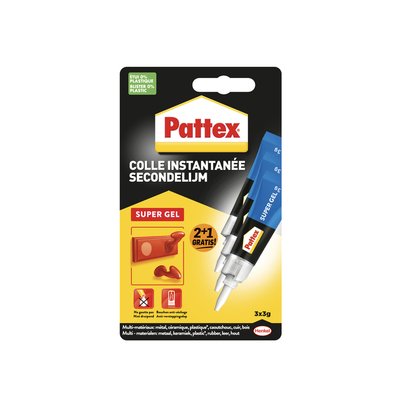 Secondelijm Pattex super gel 3 gram blister 2+1 gratis