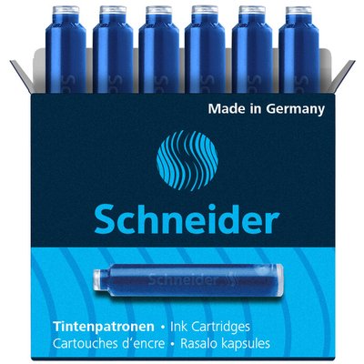 Cartouche d’encre Schneider DIN bleu boîte 6 pièces