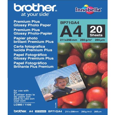 Inkjetpapier Brother Bp-71 A4 glans 260gr 20 vel