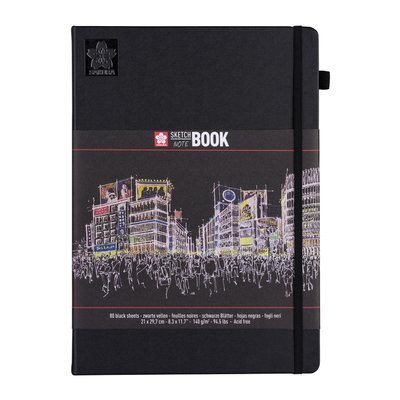 Schetsboek Sakura 80 zwarte vellen 140gr 210x297mm zwart