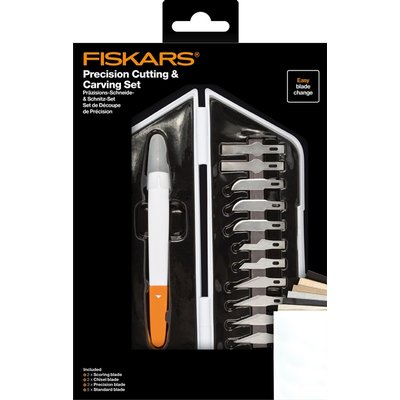 Precisiemes Fiskars Medium Duty set à 12 mesbladen wit